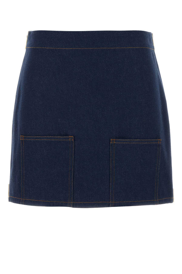 Denim Mini Skirt Navy Exterior: Cotton Gonne