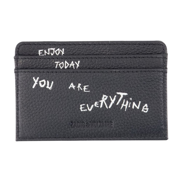 Zadig & Voltaire calfskin card case in black