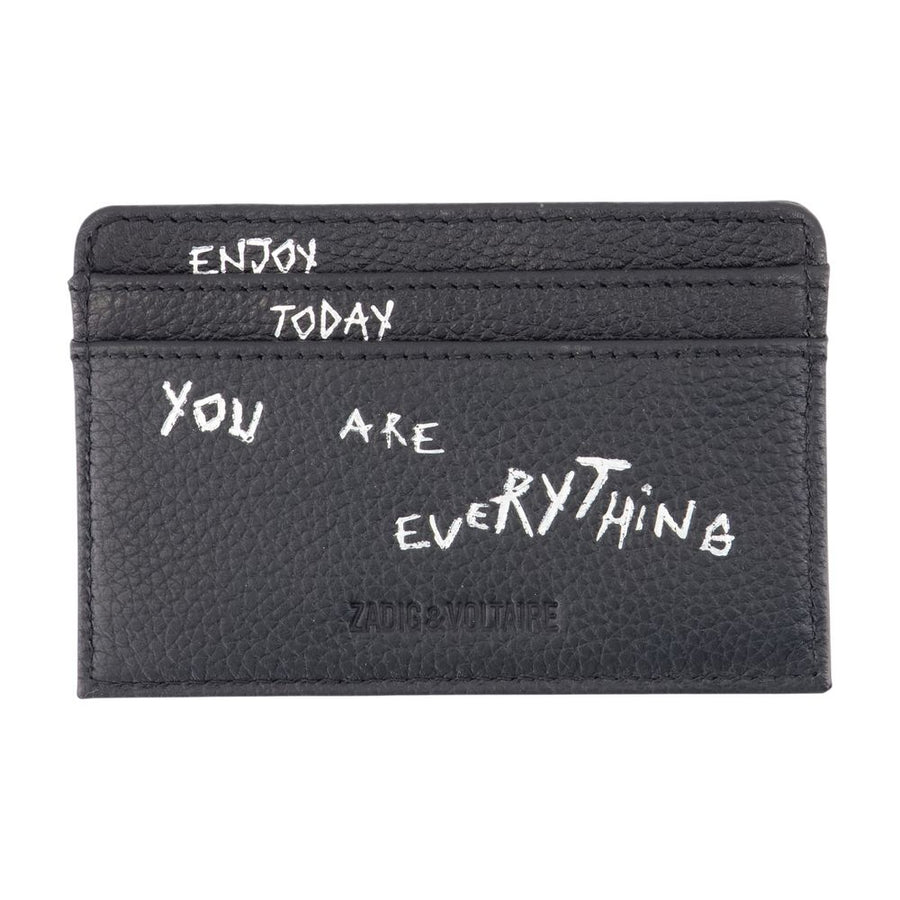 Zadig & Voltaire calfskin card case in black