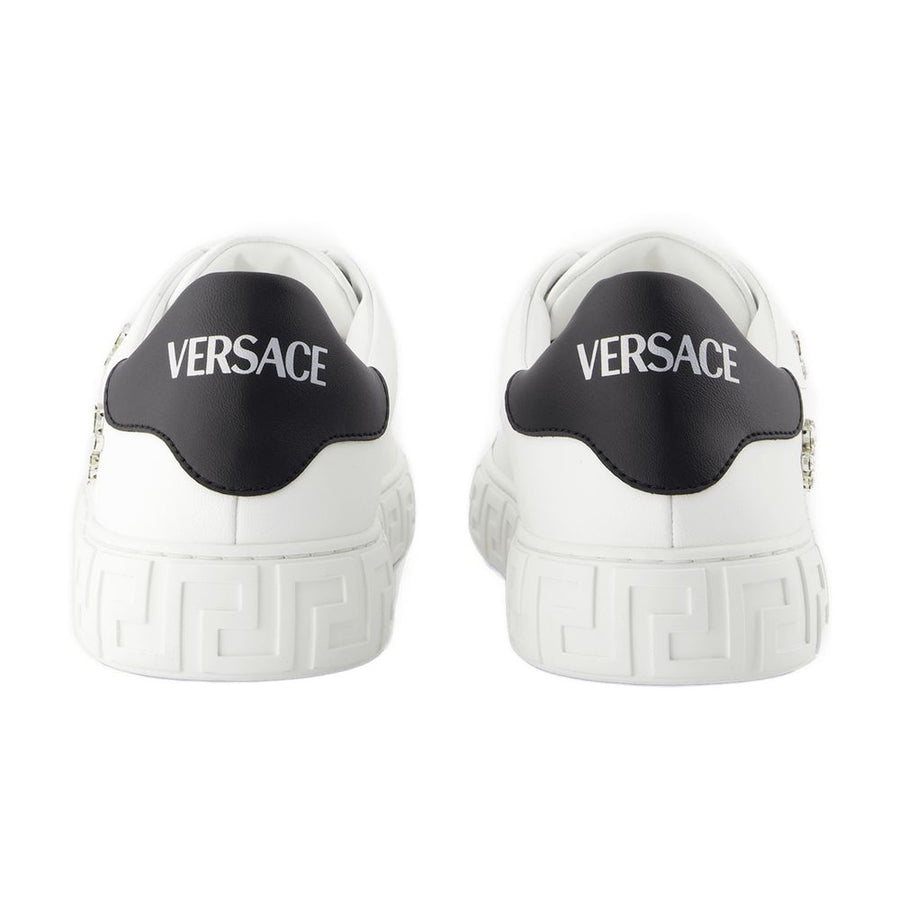 Versace Canvas and leather sneaker in white