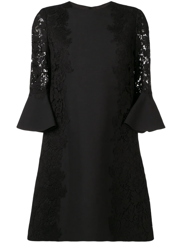 Valentino Polyester with lace detail dress in black