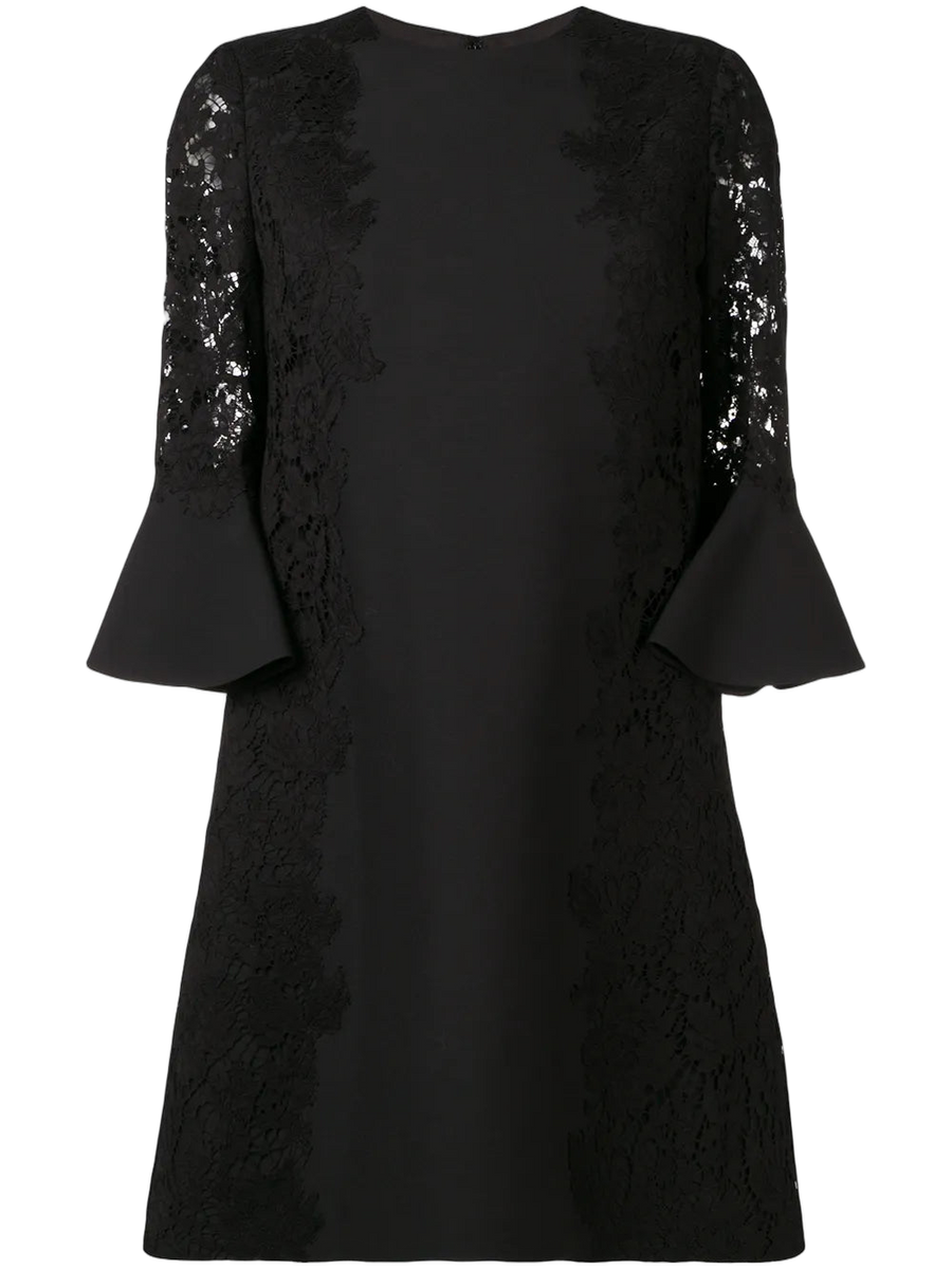 Valentino Polyester with lace detail dress in black