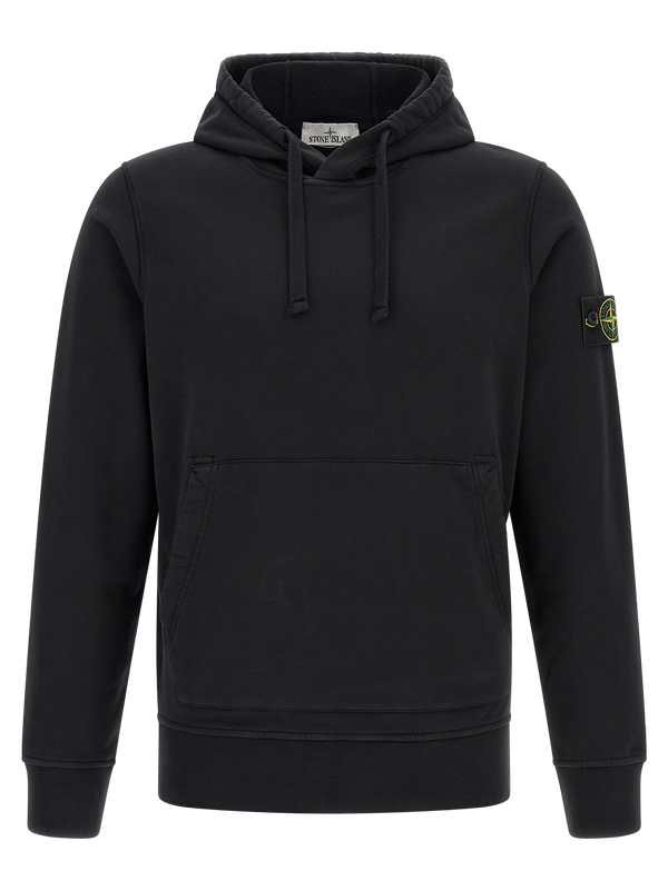 Stone Island 100% cotton hoodie in black