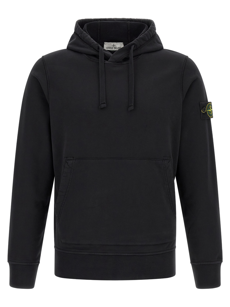 Stone Island 100% cotton hoodie in black