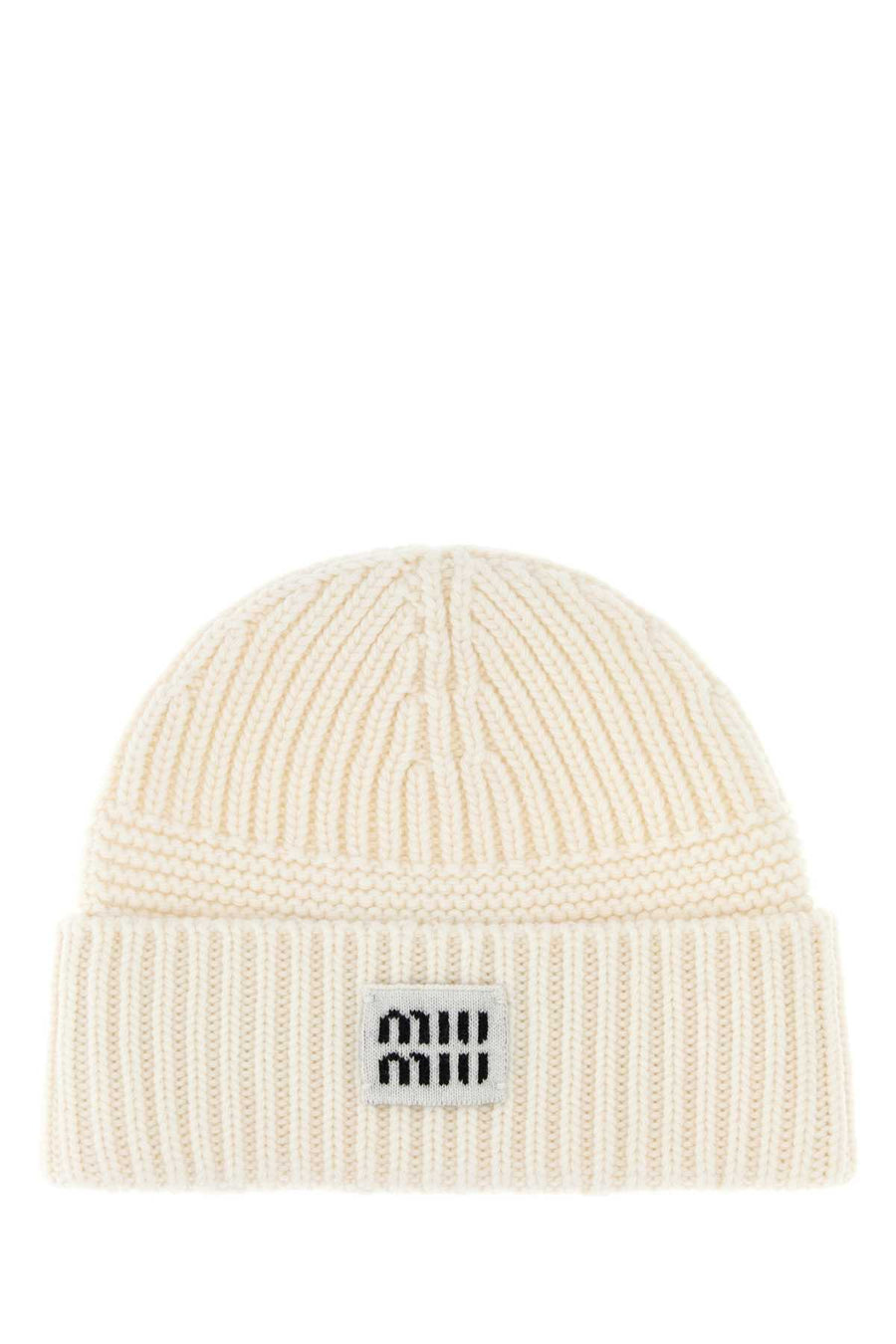 White Wool Blend Beanie Hat Bianco Exterior: Cashmere Cuffie