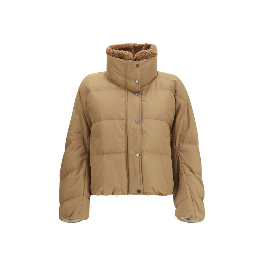 Brunello Cucinelli Inner: 100% Goose Down; Outer: 54% Cotton down jacket in beige