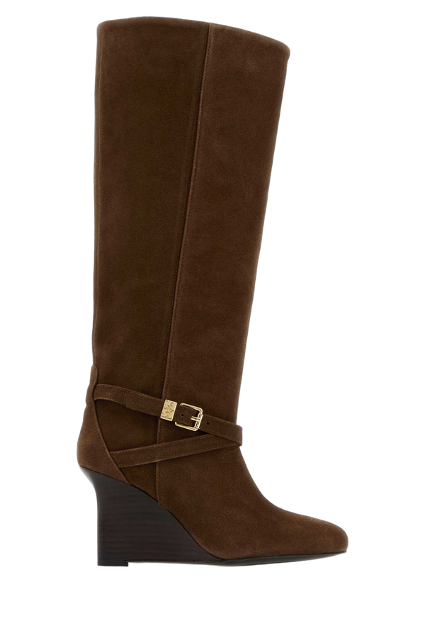 Ganni Exterior: 100% Suede boot in brown