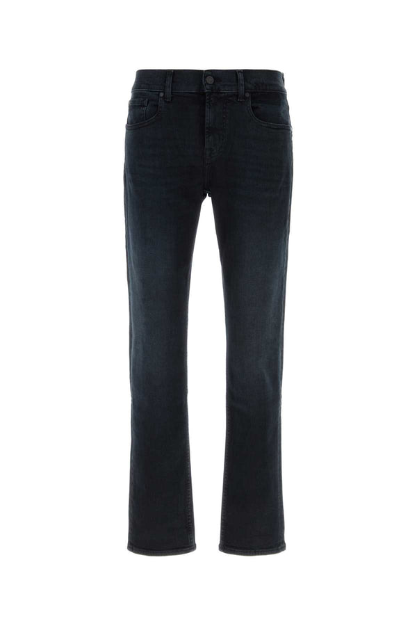 Midnight Blue Stretch Denim Jeans Black Exterior: Cotton Elastane