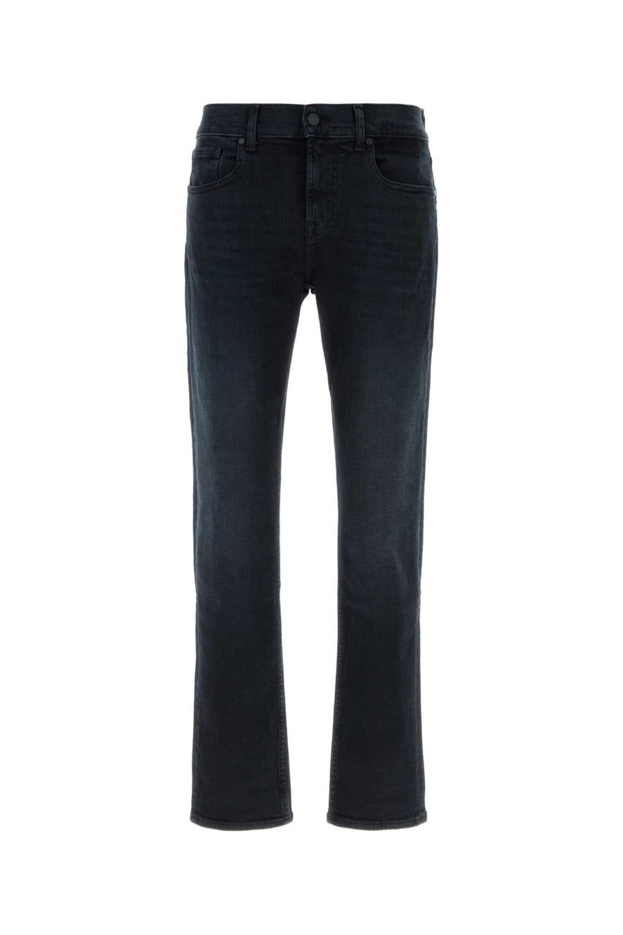 Midnight Blue Stretch Denim Jeans Black Exterior: Cotton Elastane