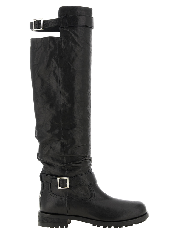 Jimmy Choo Leather with textured finish boot in black