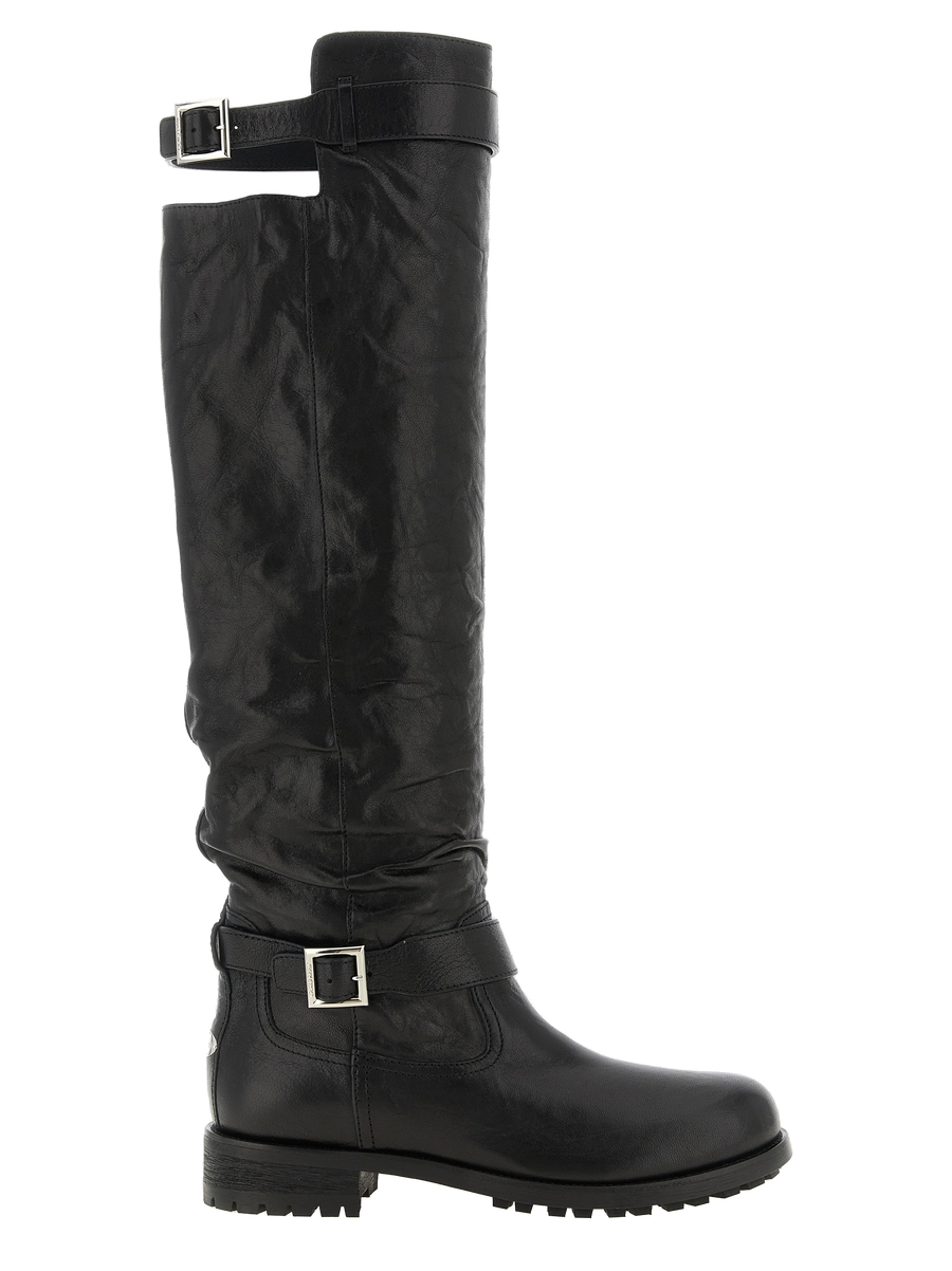 Jimmy Choo Leather with textured finish boot in black