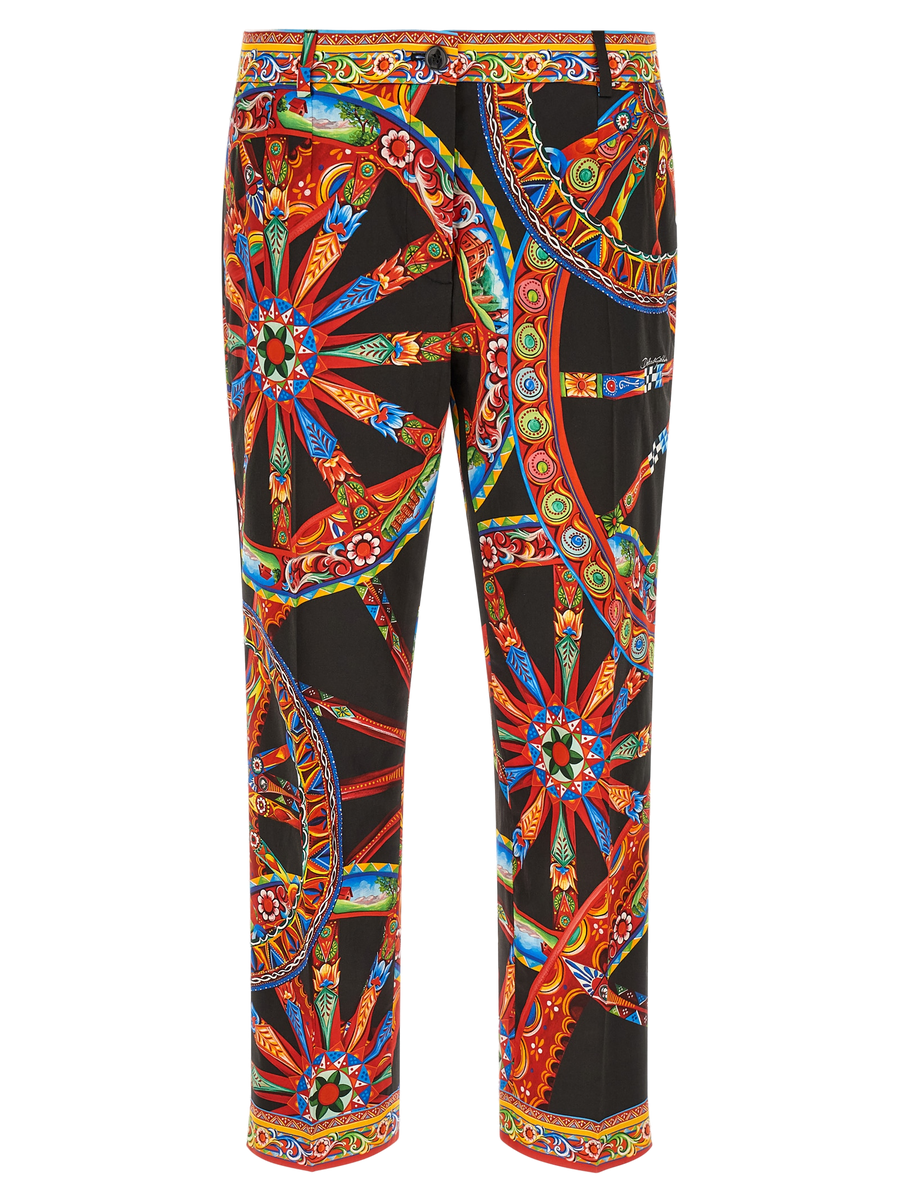 Multicolor Cotton Casual Pants