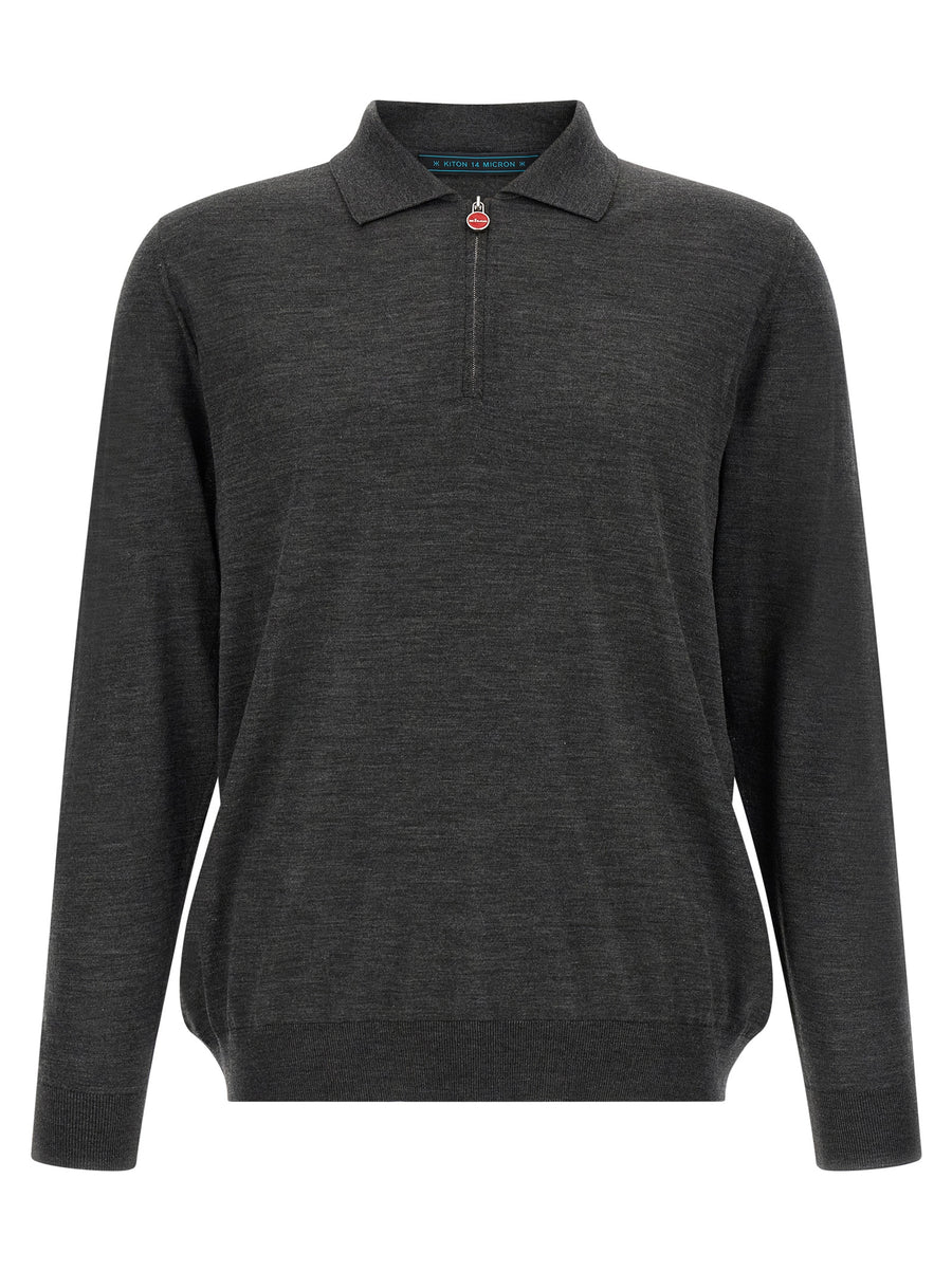 Kiton 100% Wool polo shirt in gray