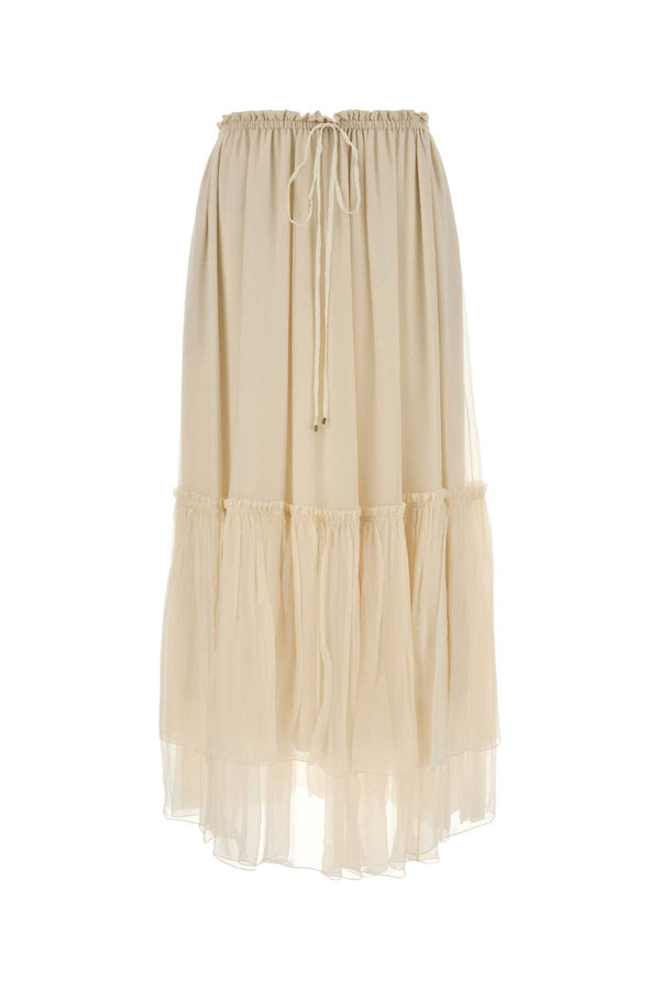 Chloé Exterior: 100% Silk; Lining: 90% Acetate 10% Silk skirt in beige