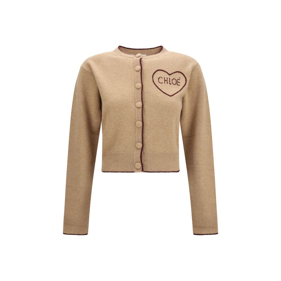 Chloé 70% Merino Wool cardigan in beige