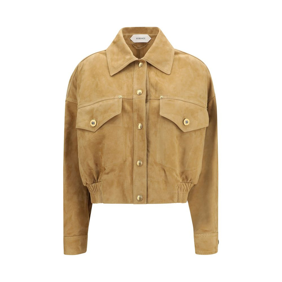 Beige Lamb Leather Bomber Clothing