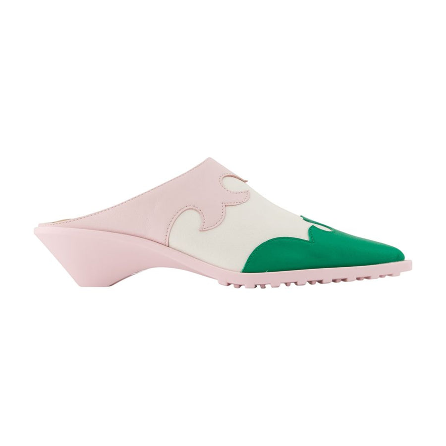 Gobi Mules - Camper Leather Pink Cowhide Shoes /