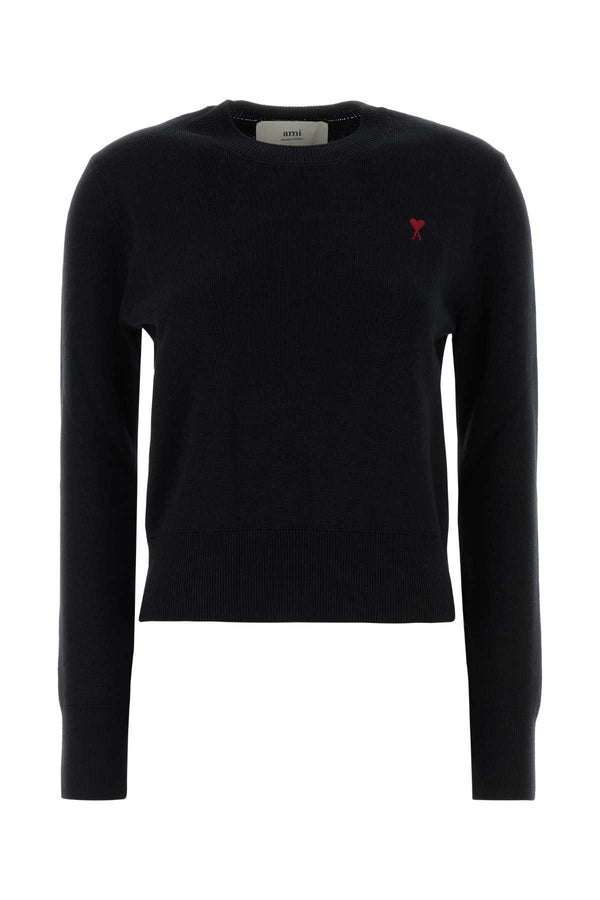 Black Wool Sweater Blackred Exterior: Merino Maglieria
