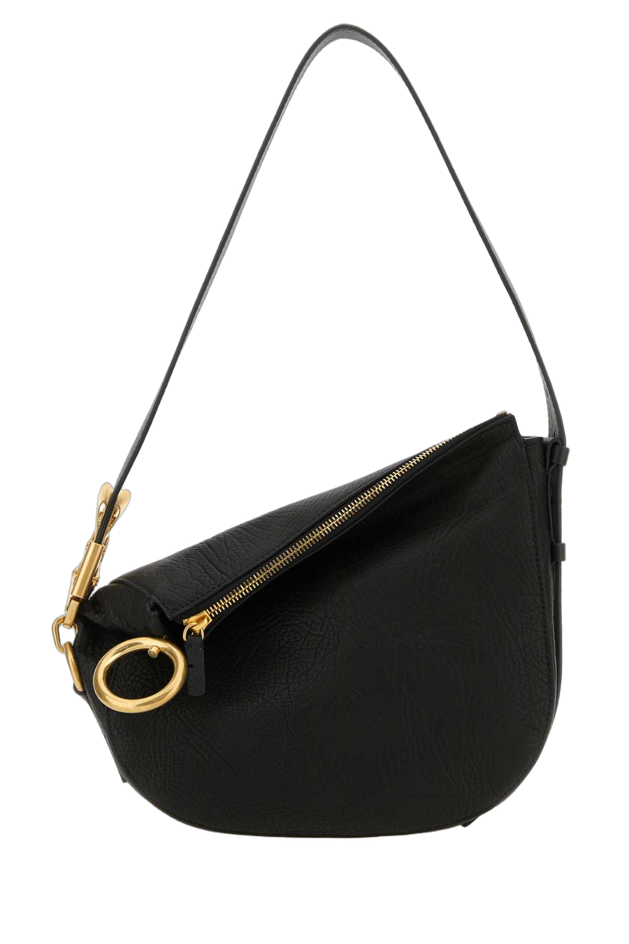 Burberry Exterior: 100% Calf leather. Lining: 100% Calf leather. Finishing: Golden metal shoulder bag in black