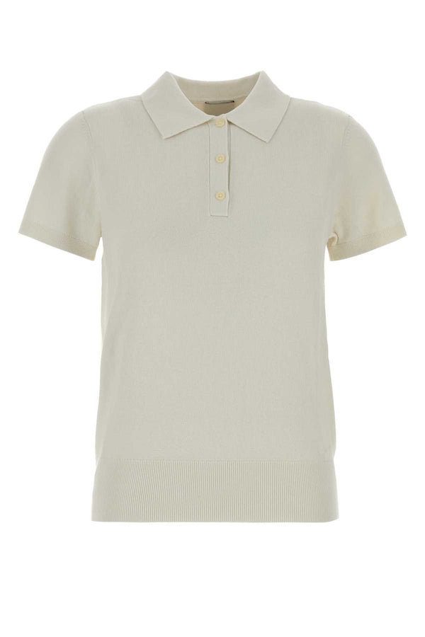 White Knit Polo Shirt Tofu Exterior: Viscose