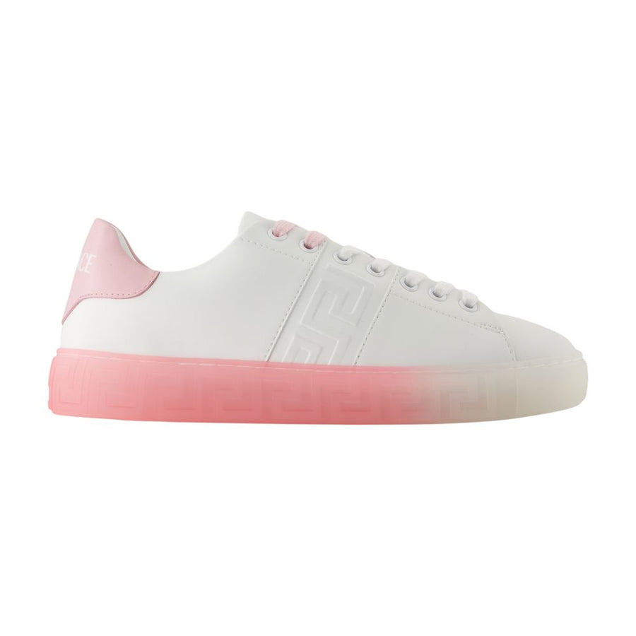 Versace calfskin sneaker in white
