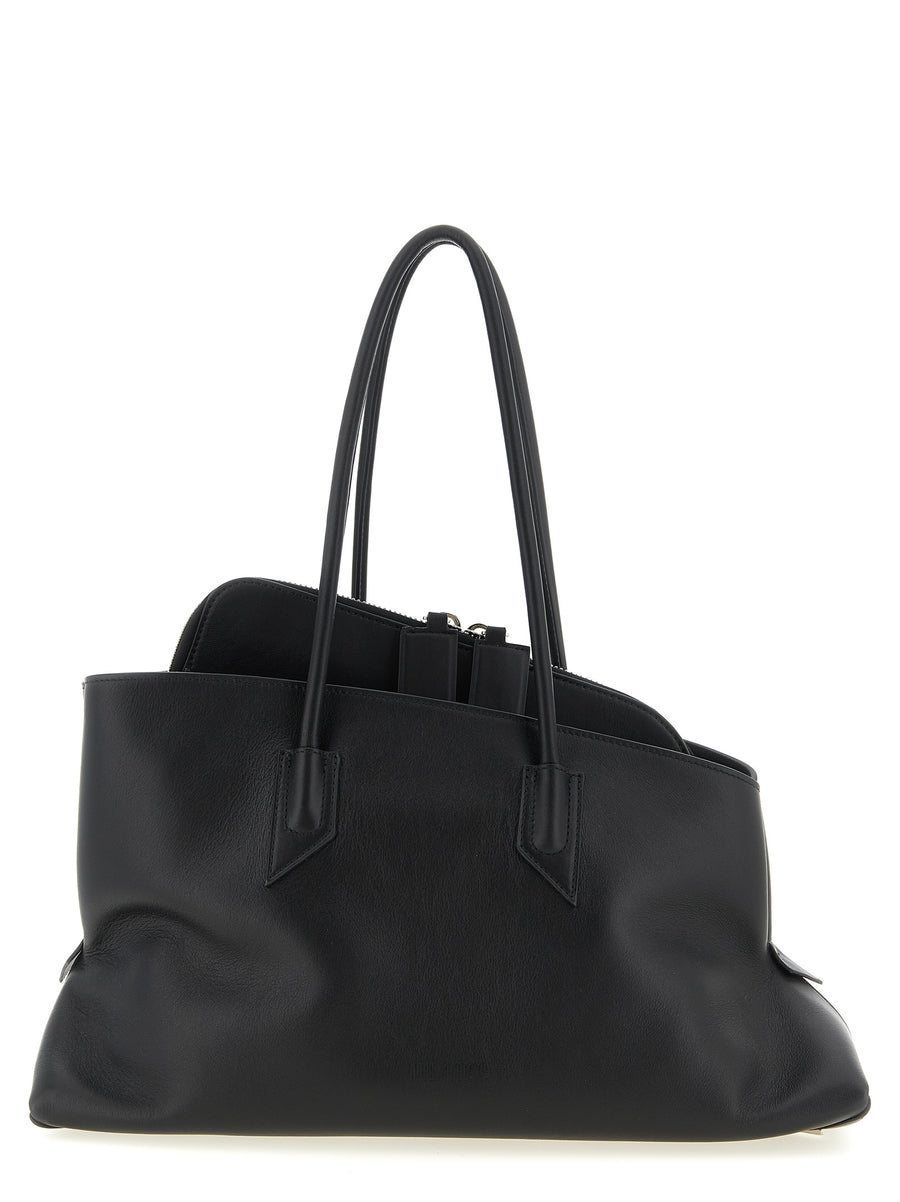 The Attico 100% calfskin leather shoulder bag in black