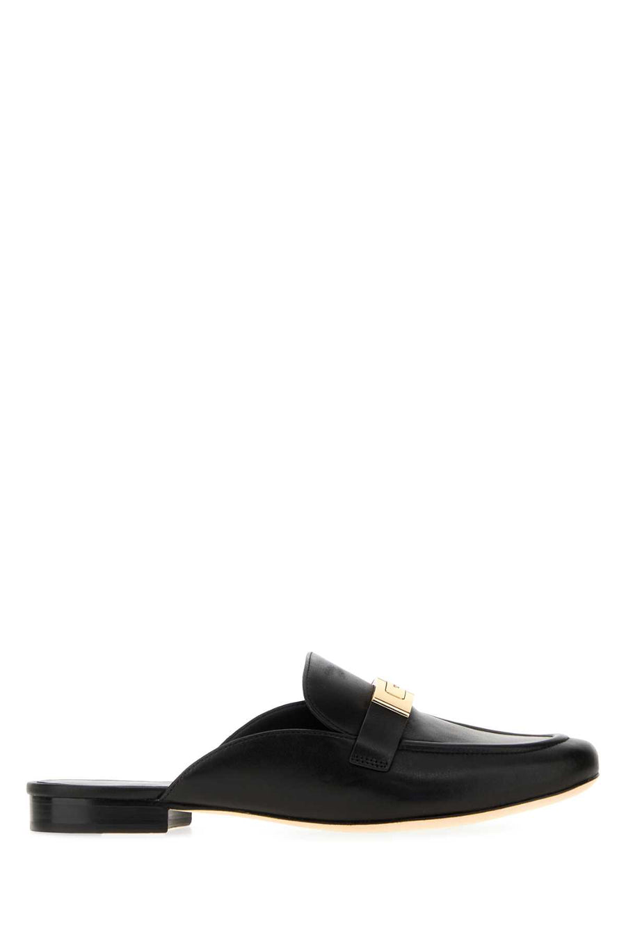 Black Leather Leelee Slippers Balck Mocassini