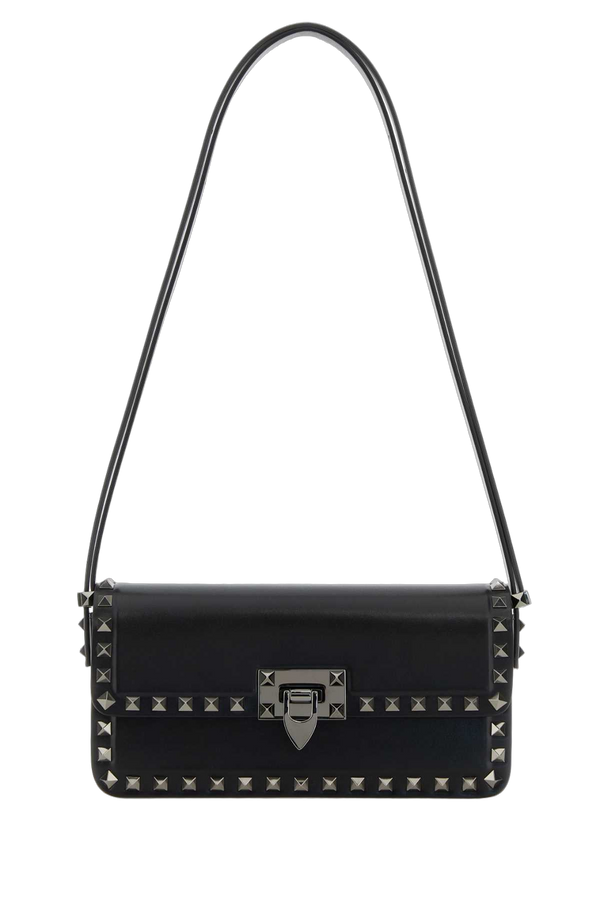 Valentino Garavani Exterior: 100% Leather; Lining: 100% Leather; Finishing: Ruthenium shoulder bag in black