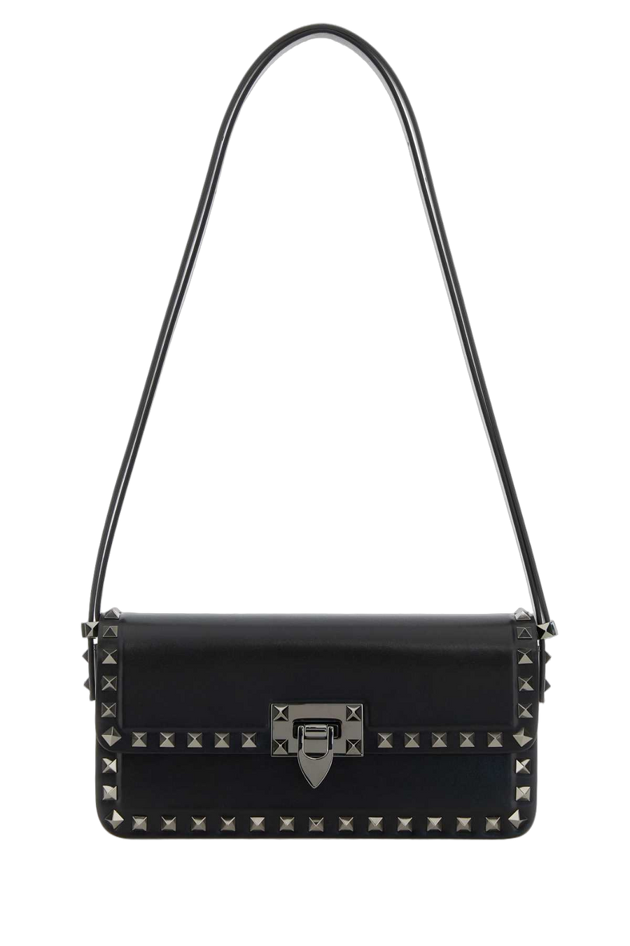 Valentino Garavani Exterior: 100% Leather; Lining: 100% Leather; Finishing: Ruthenium shoulder bag in black