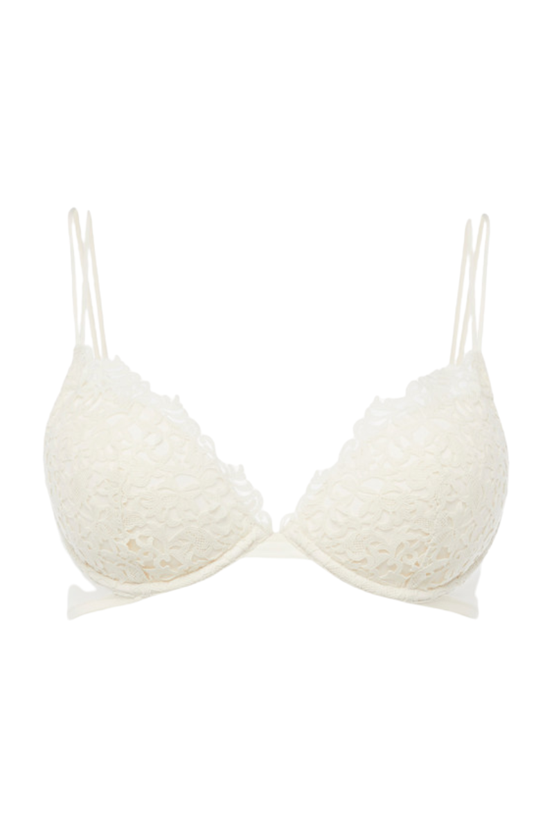 La Perla Stretch Silk Georgette with Macramé Trim push-up bra in white