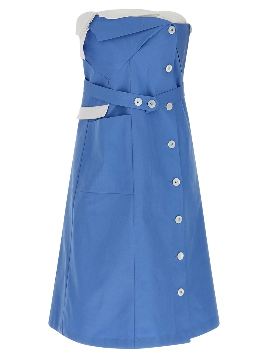 Blue Cotton Short Dress