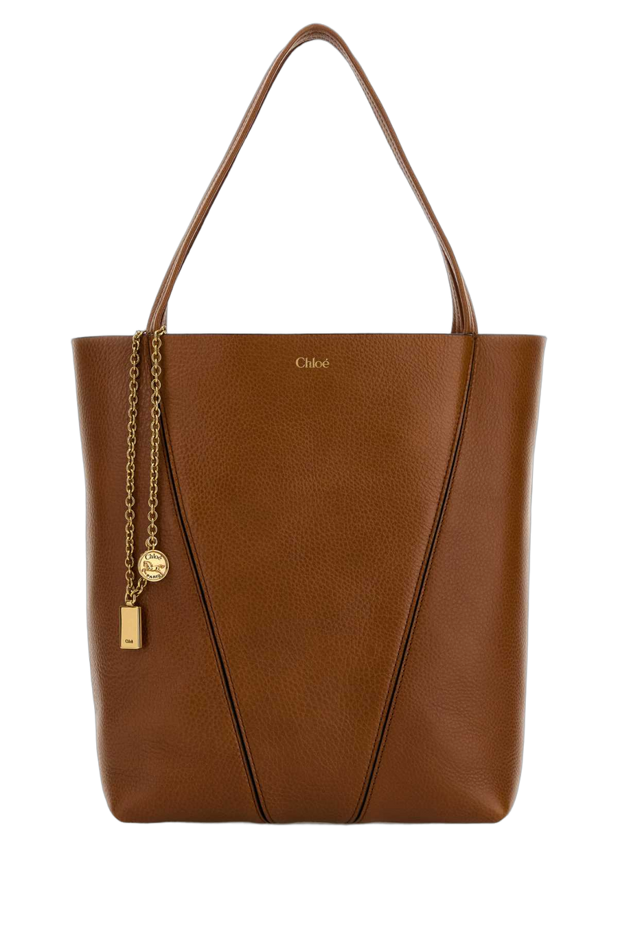Chloé Exterior: 100% Calf Lining: 100% Leather Finishing: Antiqued golden metal tote bag in brown