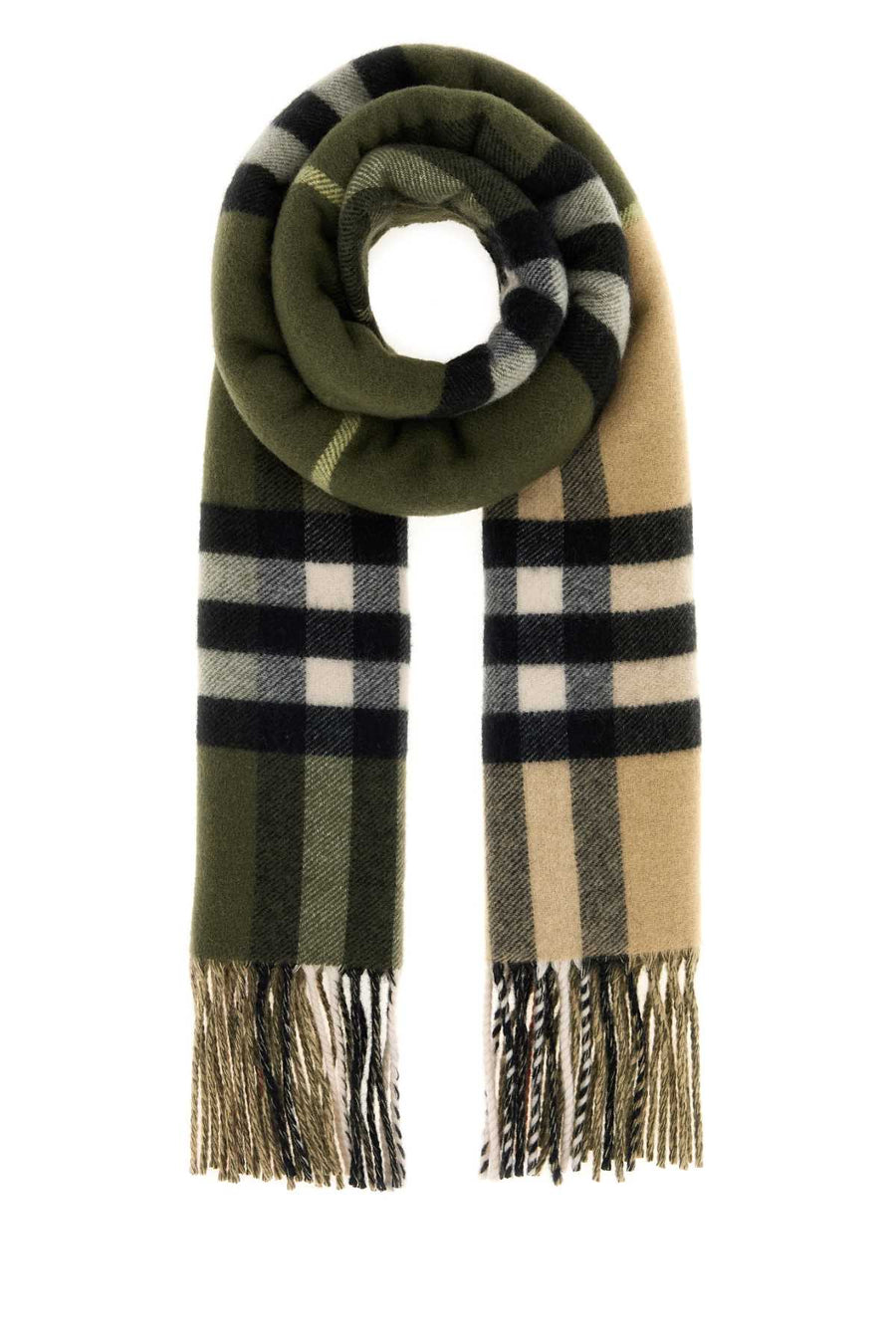 Embroidered Cashmere Scarf Peagreensand Exterior: Sciarpe E Foulard