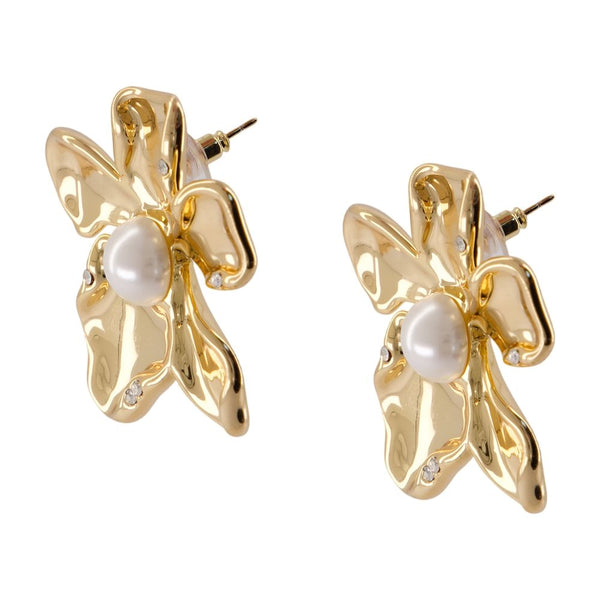 Self-Portrait Gold-plated metal with pearls earrings in gold