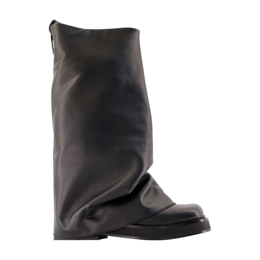 Robin Combat Ankle Boots - The Attico Leather Black Calfskin Shoes / Ankle-boots