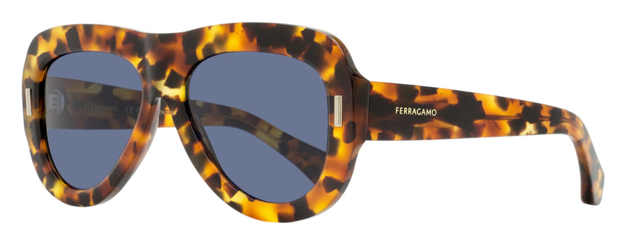 Ferragamo Thick-Rimmed Pilot Sunglasses Sf2029se 240 Tortoise 57mm Plastic (acetate)
