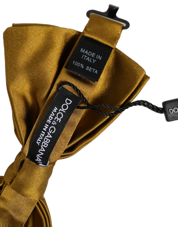 Dolce & Gabbana 100% Silk bow tie in yellow