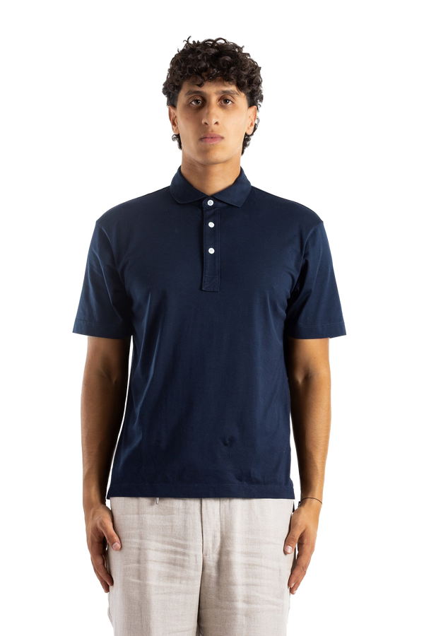 Handvaerk Pima cotton polo shirt in navy