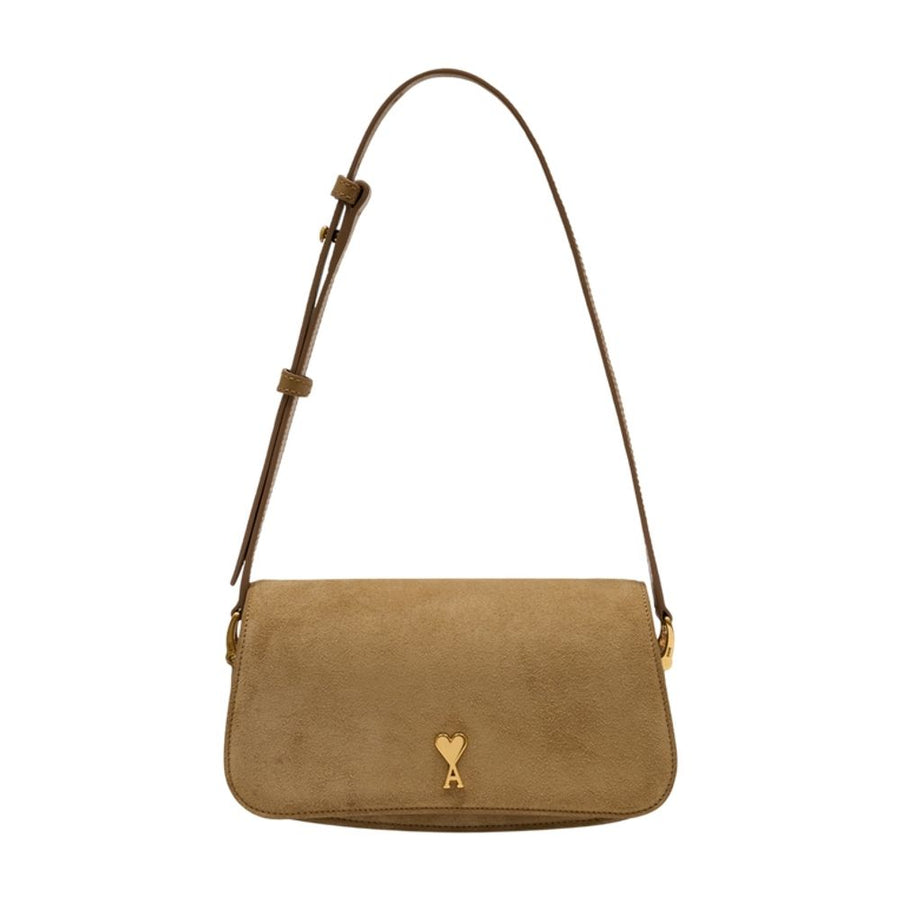 AMI Paris Calfskin shoulder bag in beige