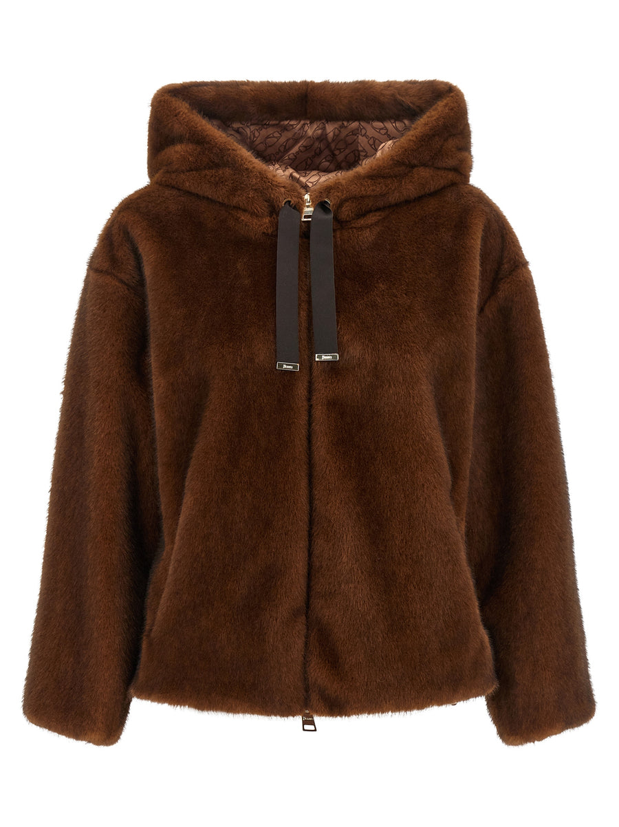 Brown Polyester Bomber Clothing