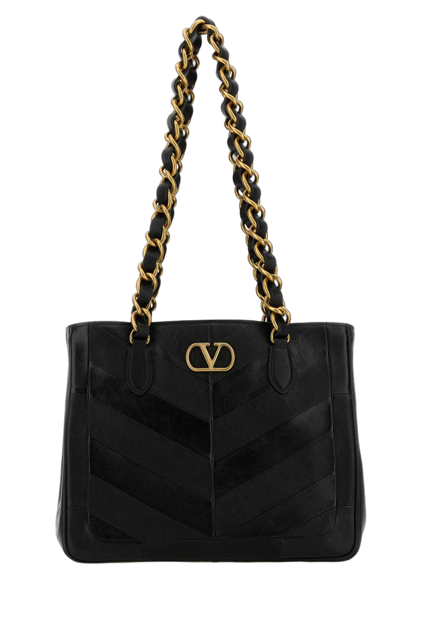 Valentino Garavani Exterior: 100% Leather; Lining: 100% Leather; Finishing: Antiqued golden metal shoulder bag in black