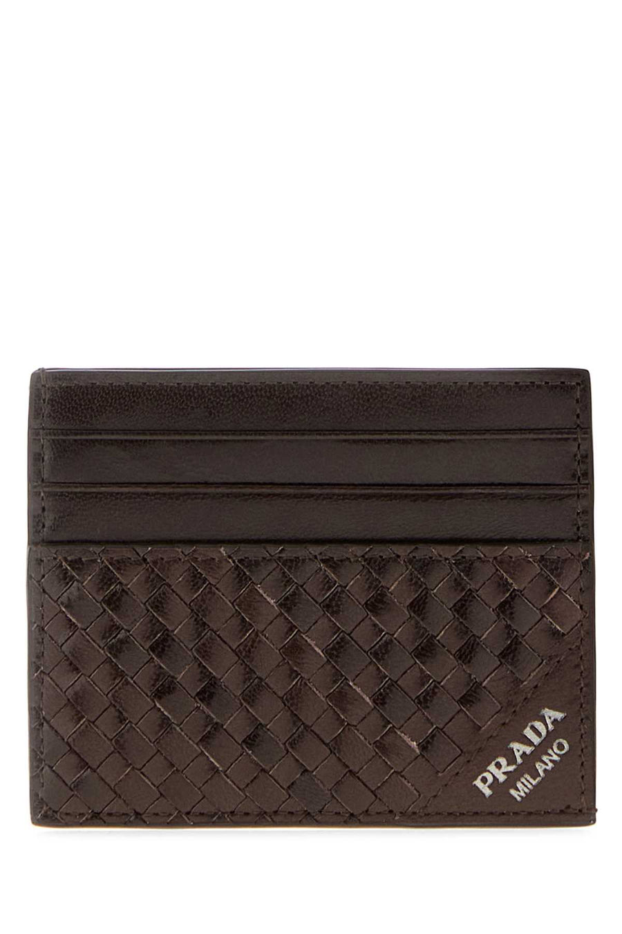 Prada 100% Leather card case in brown