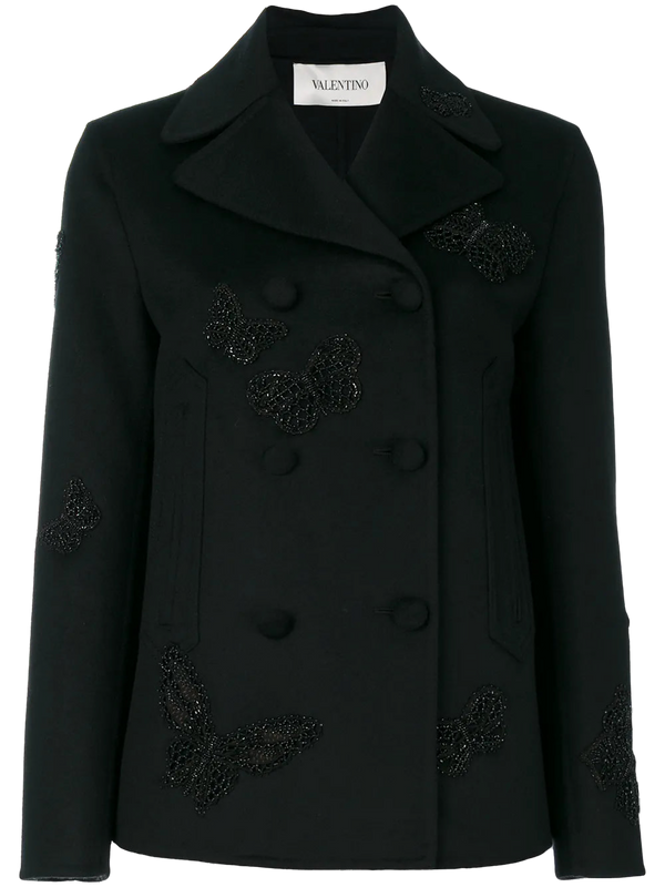 Valentino Wool blend and silk blazer in black