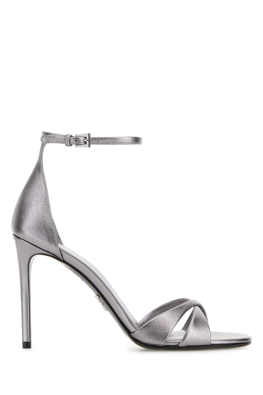 Prada Exterior: 100% Leather heel sandal in silver