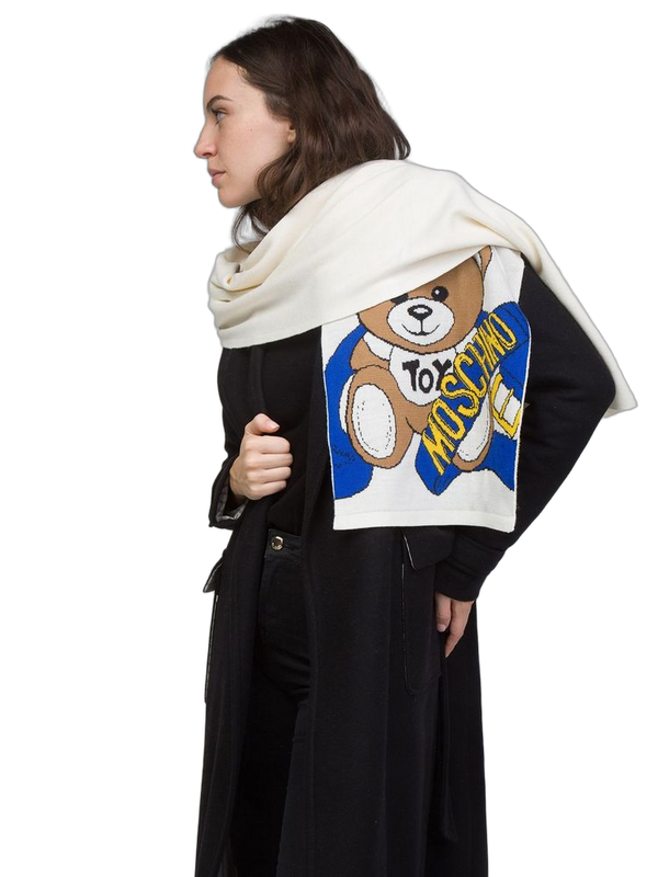 Moschino 50% Wool scarf in white