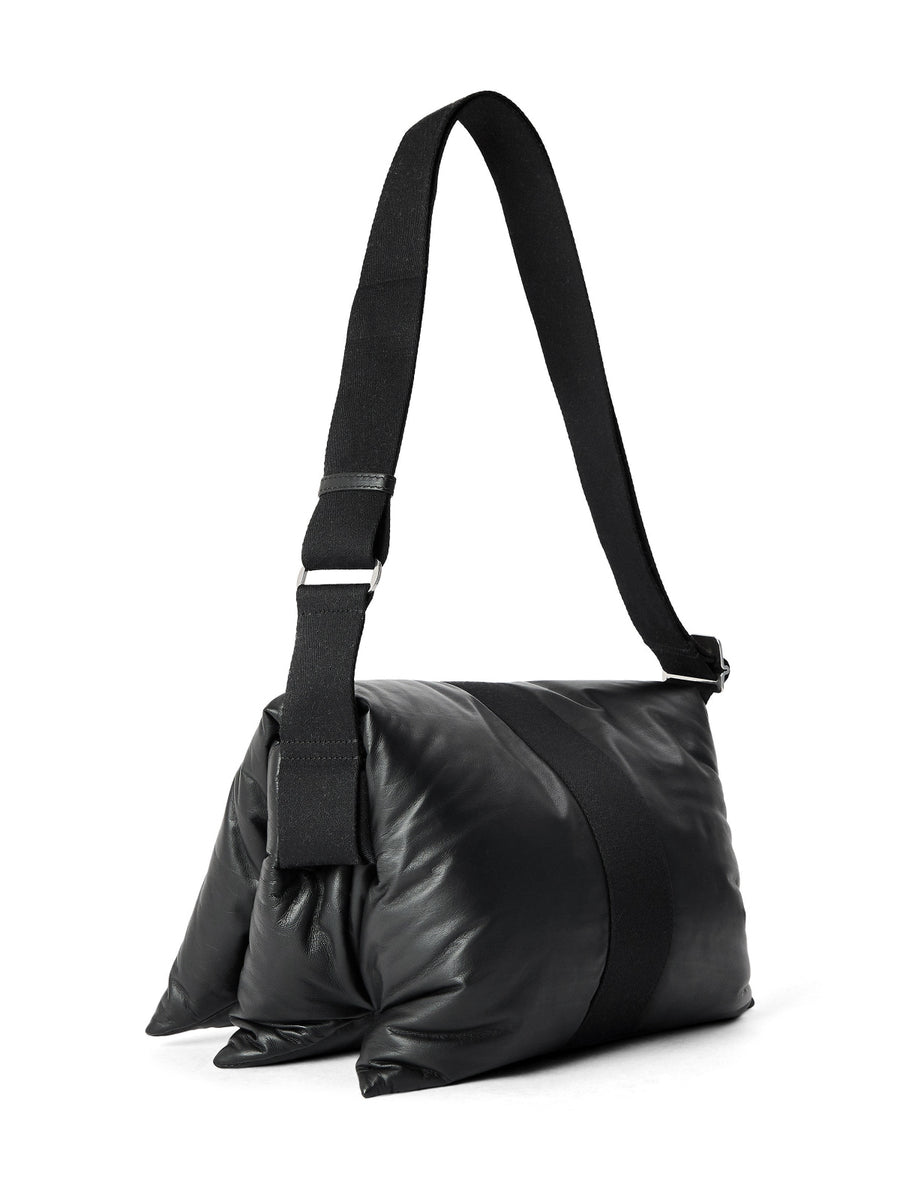 Logo Pillow Padded Messenger Bag Black >