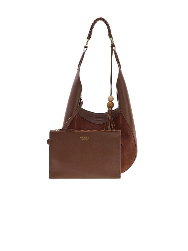 Guess 100% Cow Leather hobo bag in brown