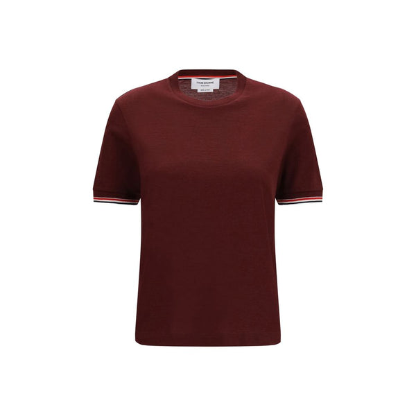 Thom Browne 96% Merino Wool Ovis Aries t-shirt in burgundy