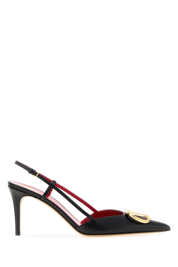 Black Leather Vlogo Signature Pumps Nero Scarpe Con Tacco