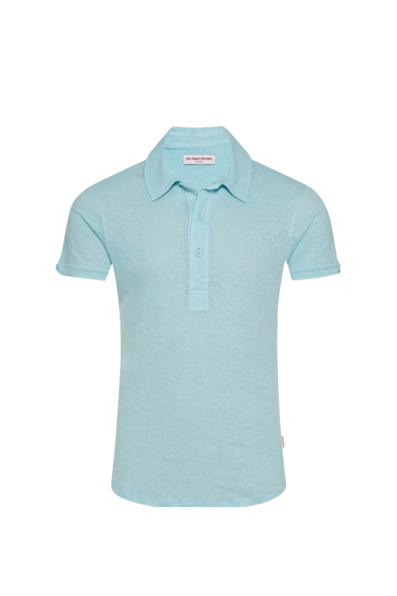 Orlebar Brown 100% Linen polo in blue